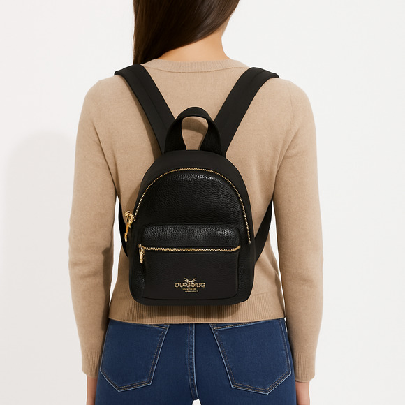 Coach Mini Small Charlie Backpack Pebbled Leather Black F28995 - Picture 1 of 11